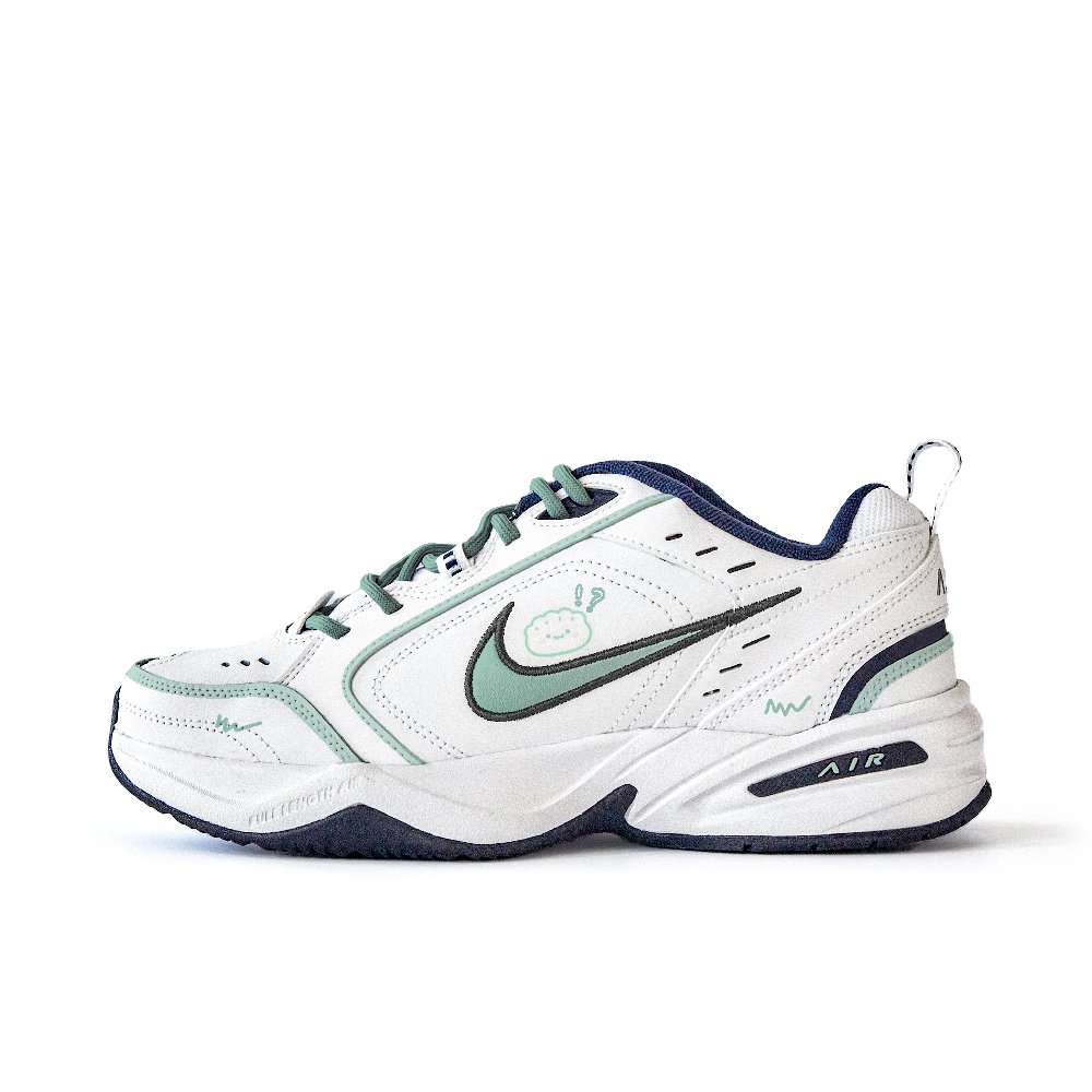 Nike Air Monarch 4 Anti-Slip Wear-Resistant Low-Top Chunky Sneakers Unisex White Green