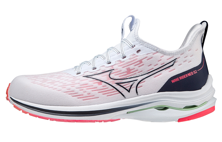 Mizuno Wave Rider Neo 2 Slip Resistant, Abrasion Resistant, Breathable Low Top Running Shoes Women's White Pink