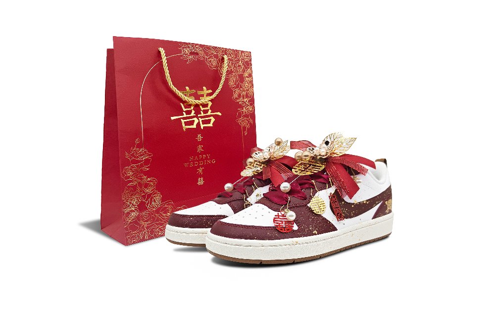 Nike Court Borough GS Jade Sandal Perfect Match 2 Anti Slip Wear Resistant Low Top Skateboard Shoes Women's Red White