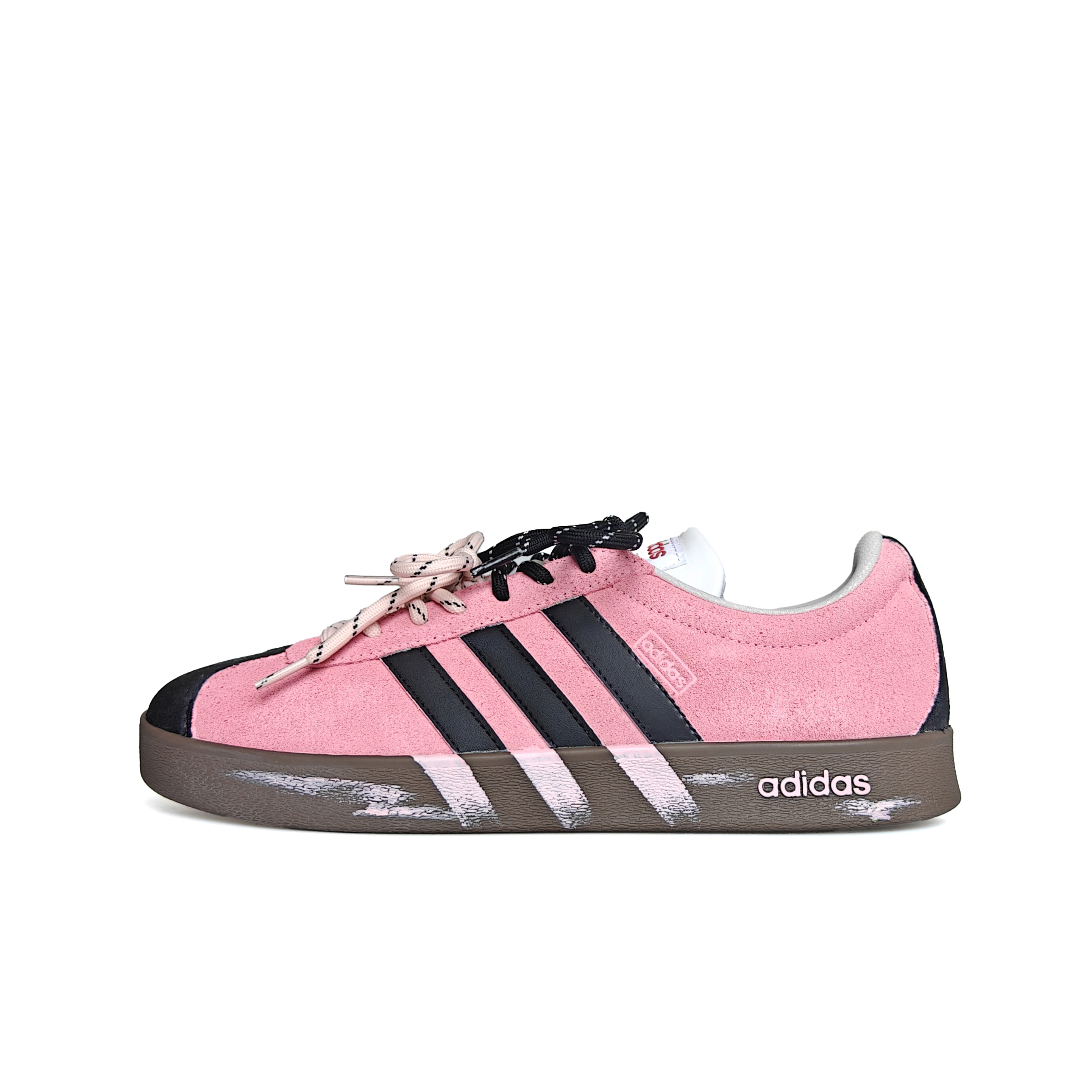 Adidas VL COURT 2.0 Abrasion Resistant Low top German Army Trainers Unisex Black Pink