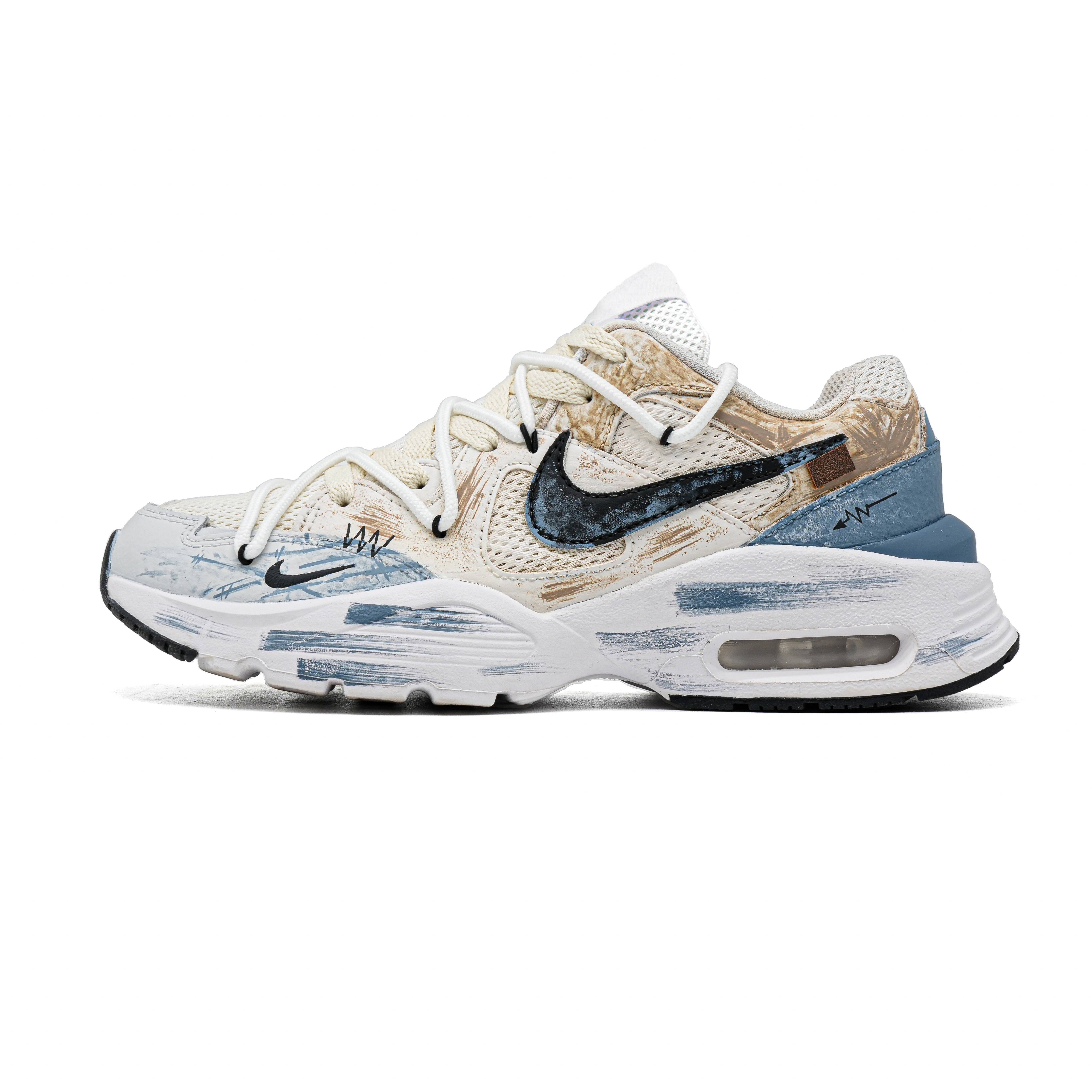 Nike Air Max Fusion Cushioning, Wear Resistant Low top Running Shoes Men's Blue White