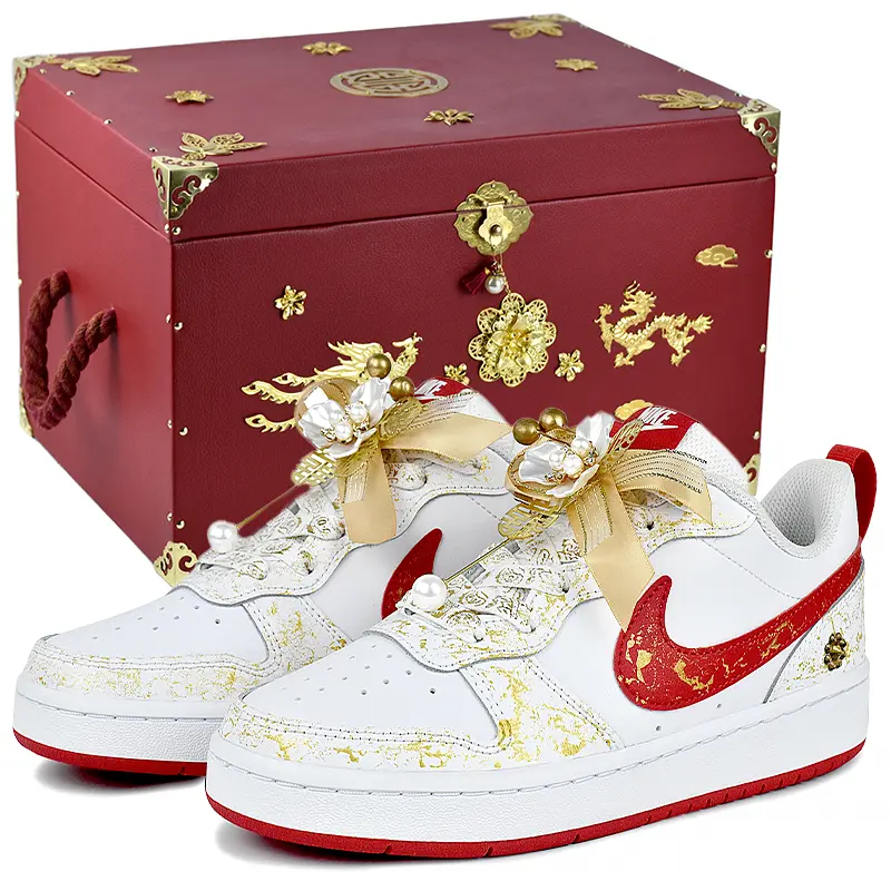 Nike Court Borough 2 Lightweight Low top Skateboard Shoes Women's White Gold