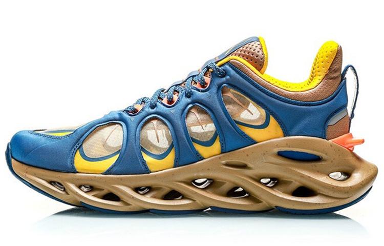 LiNing Curved ACE Cushioning Breathable Lightweight Rebound Low-Top Running Shoes Women's Blue Orange Yellow