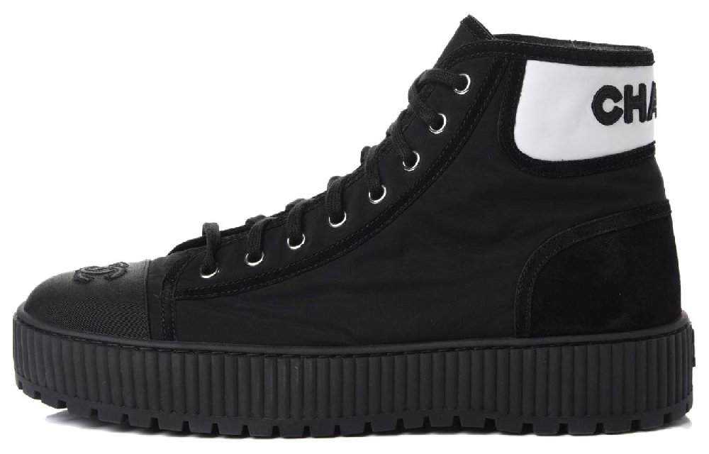 CHANEL High Top Stylish Skateboarding Shoes Women's Black