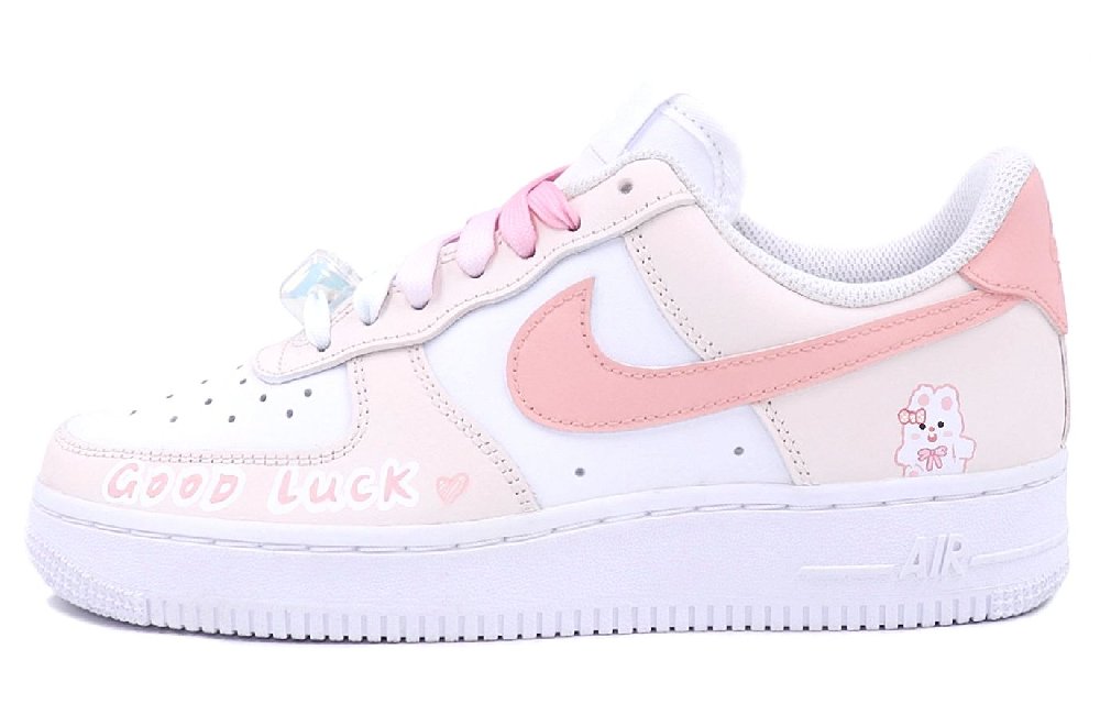 Nike Air Force 1 Slip Resistant Cushioning Abrasion Resistant Low Top Skateboard Shoes Women's Pink White