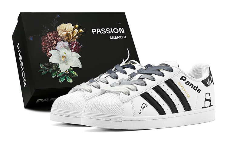 Adidas Originals Superstar Playful Style Adorable National Treasure Panda Low-Top Skateboard Shoes Unisex Black White