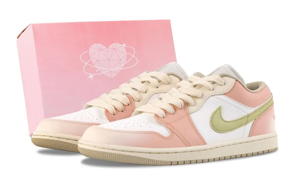 Jordan Air Jordan 1 Love Words Spring Sakura Abrasion Resistant Low Top Vintage Basketball Shoes Women's White Pink