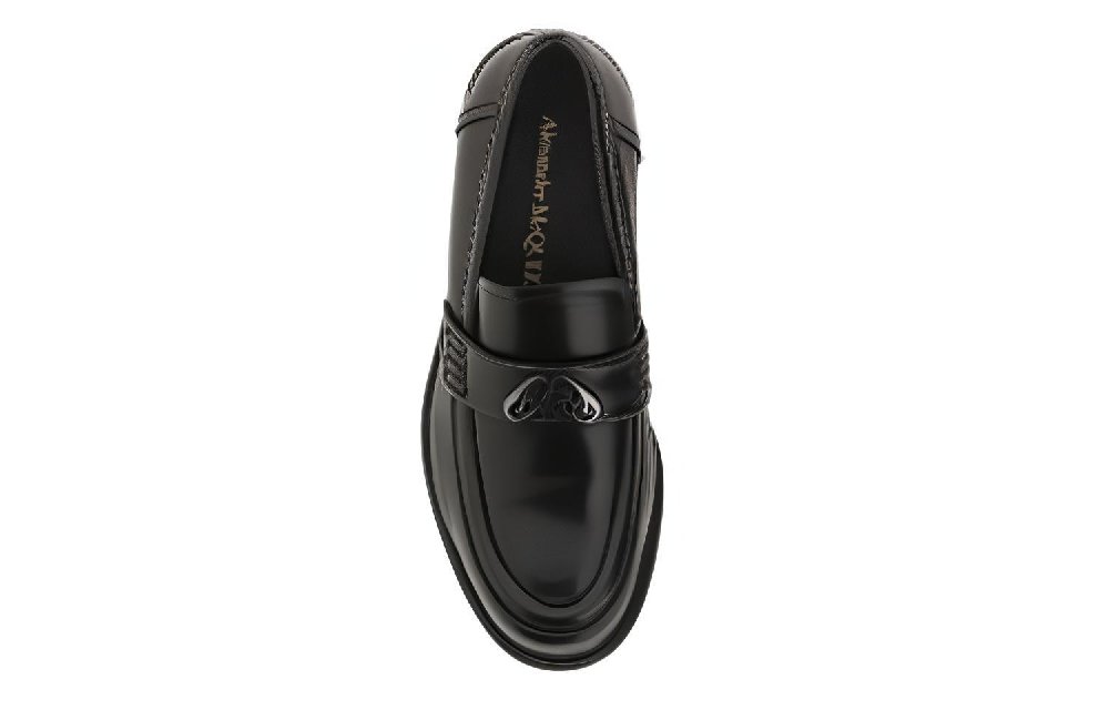 Alexander McQueen Logo Plaque Slip On Penny Loafers