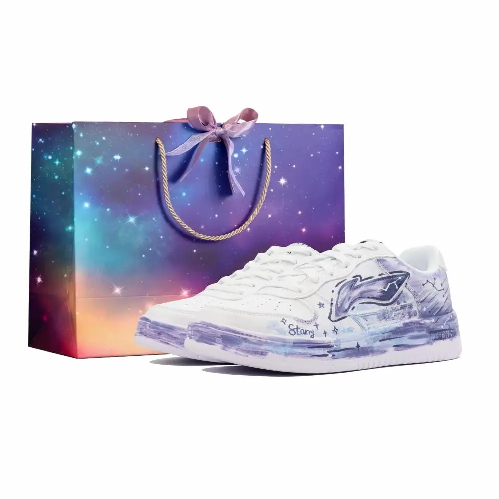 LiNing Pontoon Boats Purple Night Star Wear resistant And Lightweight Low top Skateboard Shoes Unisex White Purple