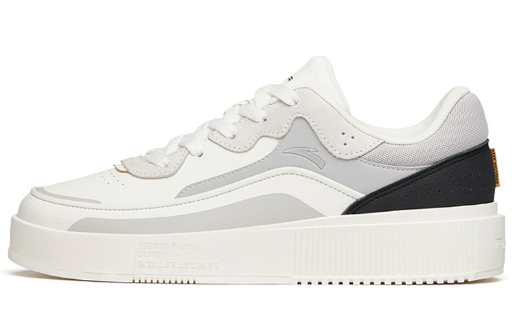 Anta Slip-Resistant Water-Resistant Cushioned Wear-Resistant Low-Top Skateboard Shoes Men's Ivory White Gray Black