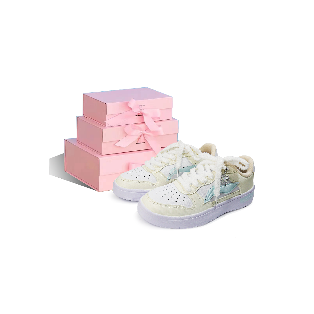 LiNing Pontoon Boats Anti-Slip And Wear-Resistant Breathable Low-Top Skateboard Shoes Women's Yellow Blue White