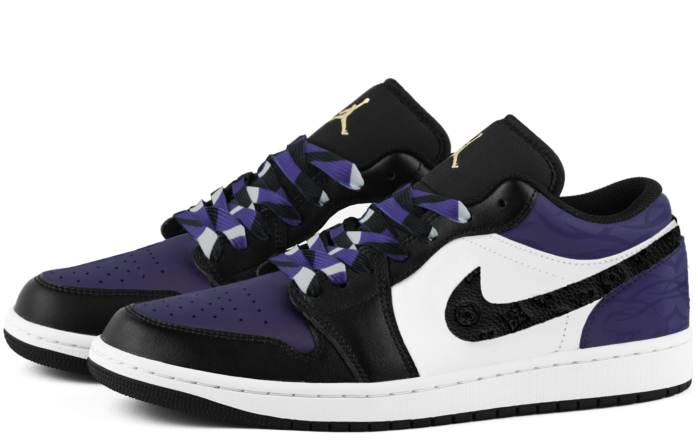 Jordan 1 Cushioning, Wear Resistant Low top Vintage Basketball Shoes Unisex Black Purple купить в интернет-магазине Yoocart с быстрой доставкой по России.