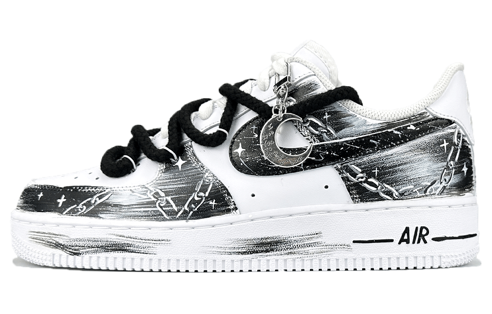 Nike Air Force 1 Abrasion Resistant Low Top Skateboard Shoes Men's Black White