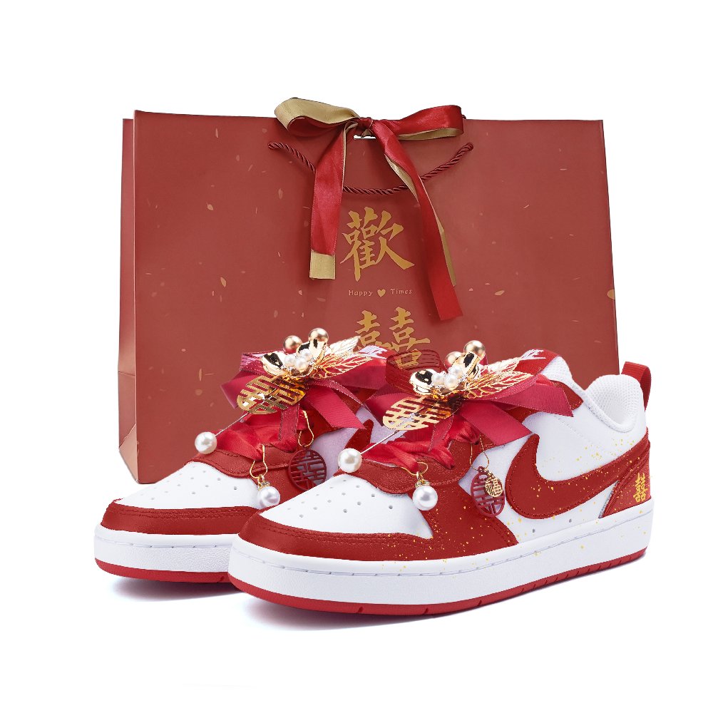 Nike Court Borough 2 Cushioning, Wear Resistant Low Top Skateboard Shoes Unisex Red