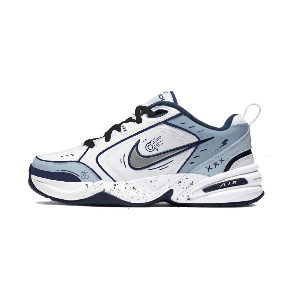 Nike Air Monarch 4 Skateboard Shoes Unisex Low-Top White/Black/Blue