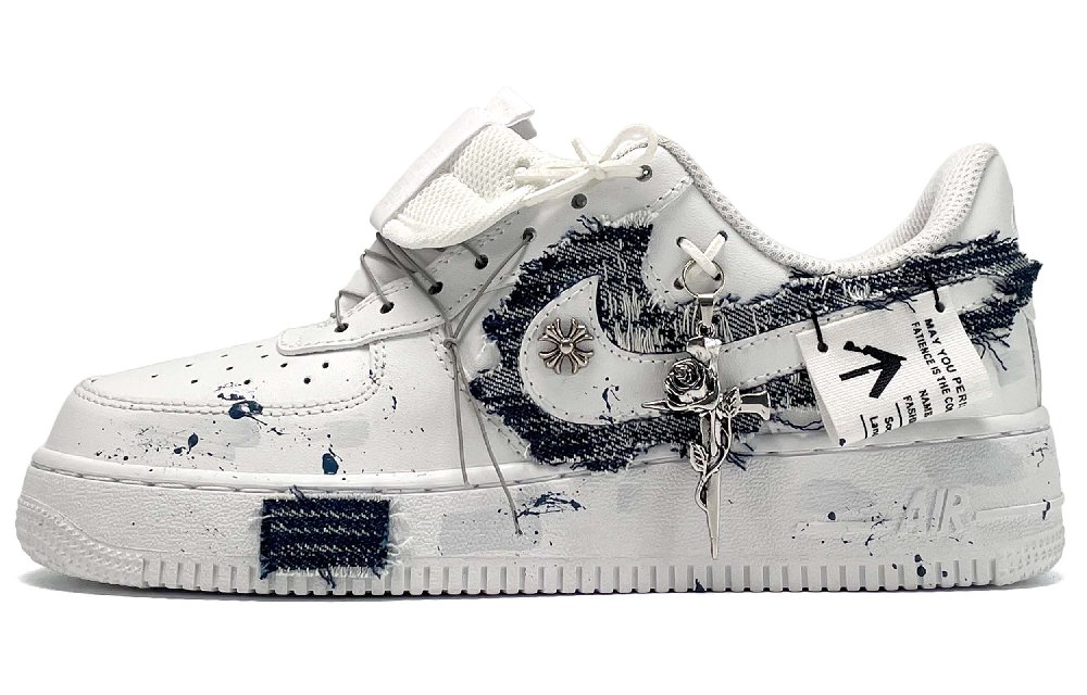 Nike Air Force 1 Anti-Slip Wear-Resistant Low-Top Skateboard Shoes Women's Black White Gray