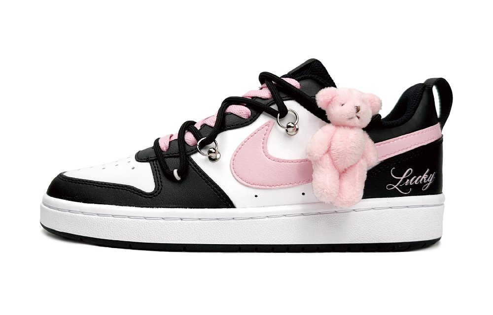Nike Court Borough Low Non-slip Lightweight Low-Top Skateboard Shoes GS Black Pink