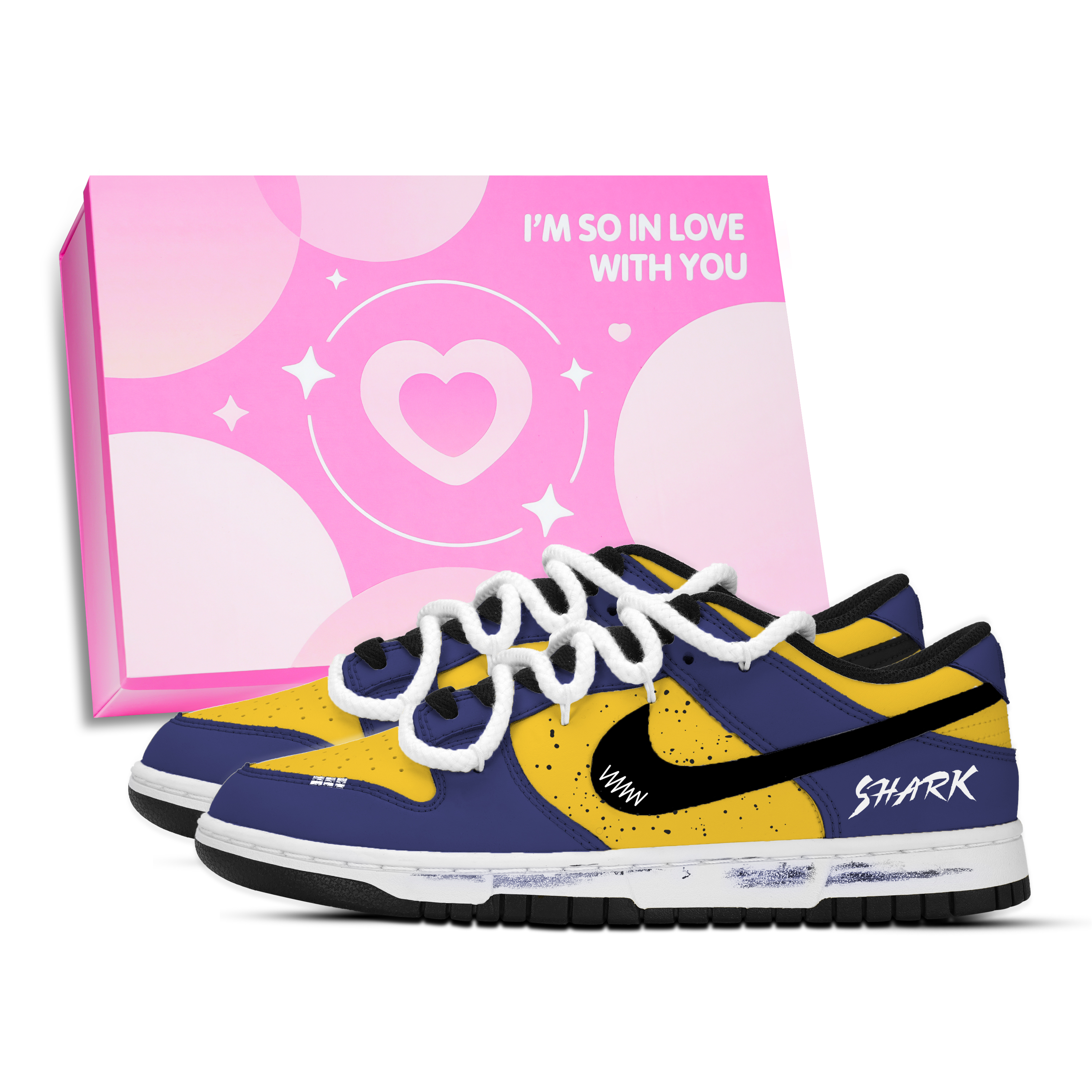 Nike Dunk Remnant Shark Blood Shadow Slip Resistant Abrasion Resistant Low top Skateboard Shoes Unisex Yellow Blue