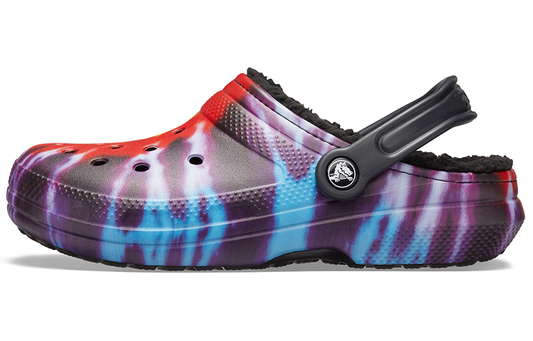 Crocs Classic Tie Dye Stay Warm Cozy Crocs Sports Slippers Unisex Purple Red