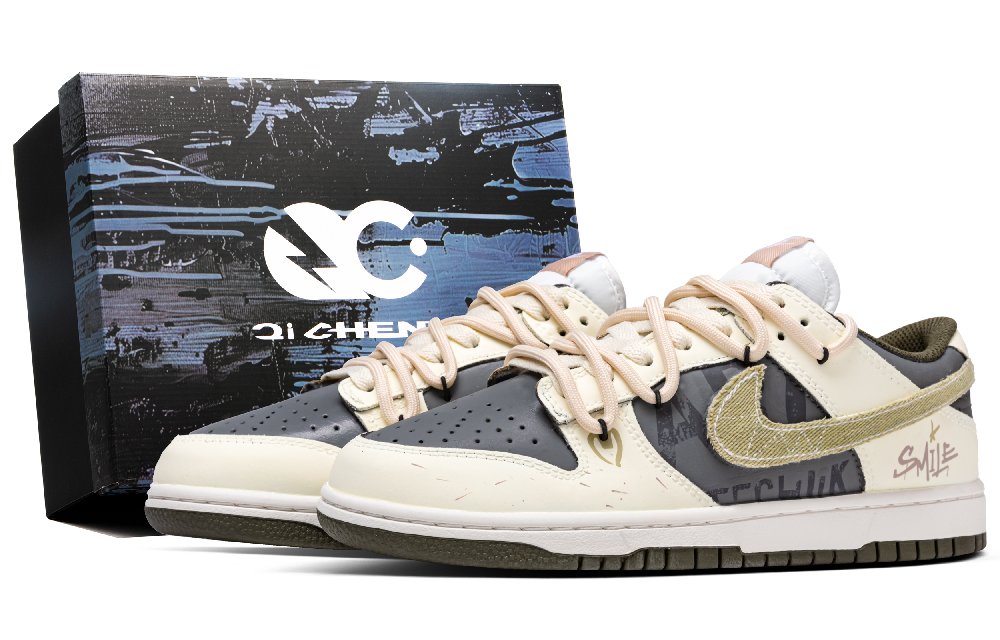 Nike Dunk Moss Green Elegance Abrasion Resistant Low Top Casual Shoes Unisex Beige Gray Green