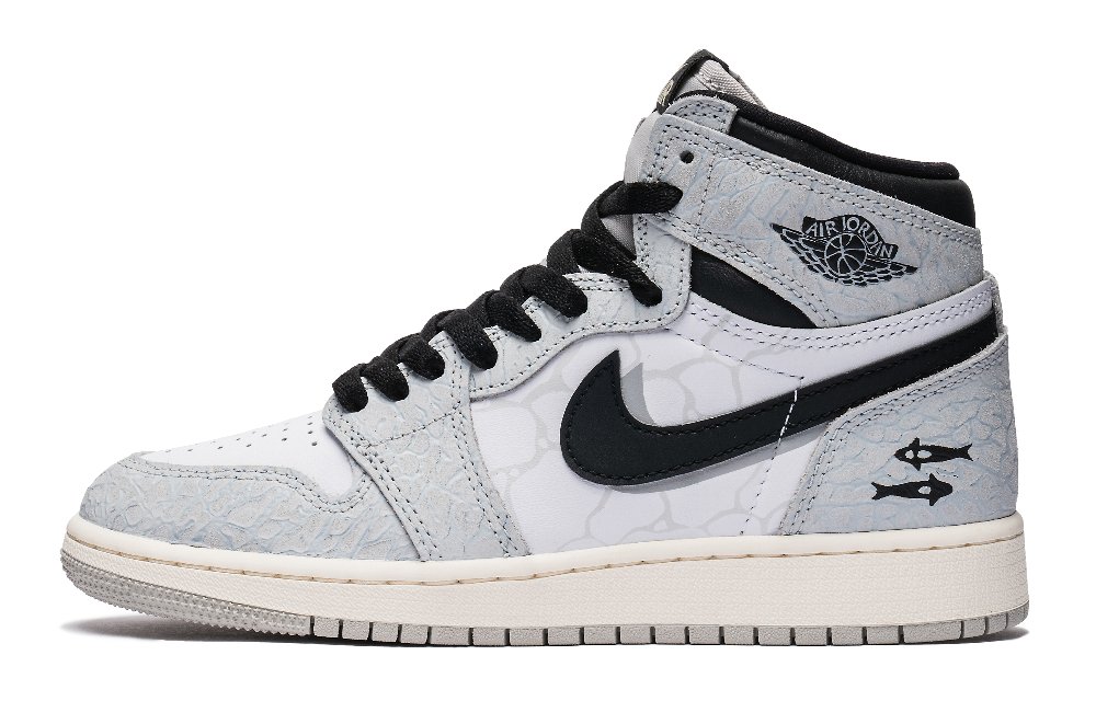 Jordan Air Jordan 1 High-Top Vintage Basketball Shoes GS Gray White