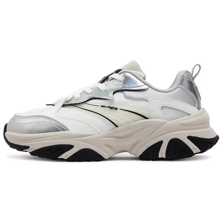 361° Slip Resistant, Abrasion Resistant Cushioning Low Top Casual Running Shoes Women's White Silver