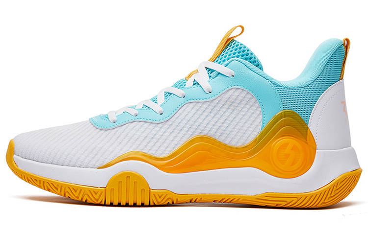 361° Abrasion Resistant Slip Resistant Low Top Performance Basketball Shoes Men's White Blue Orange