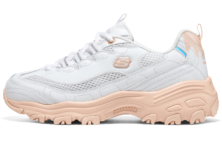 Skechers D'LITES 1.0 Low Top Chunky Sneakers Women's White Orange