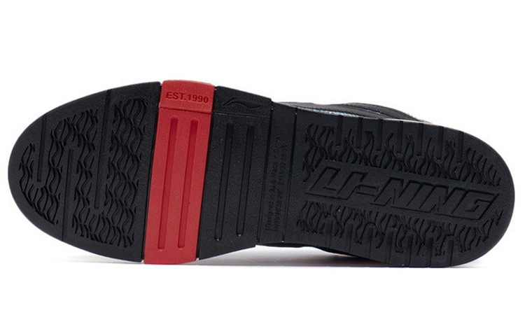 LiNing Wave Pro Anti-Slip And Wear-Resistant Lightweight Low-Top Skateboard Shoes Men's Black Red Yellow