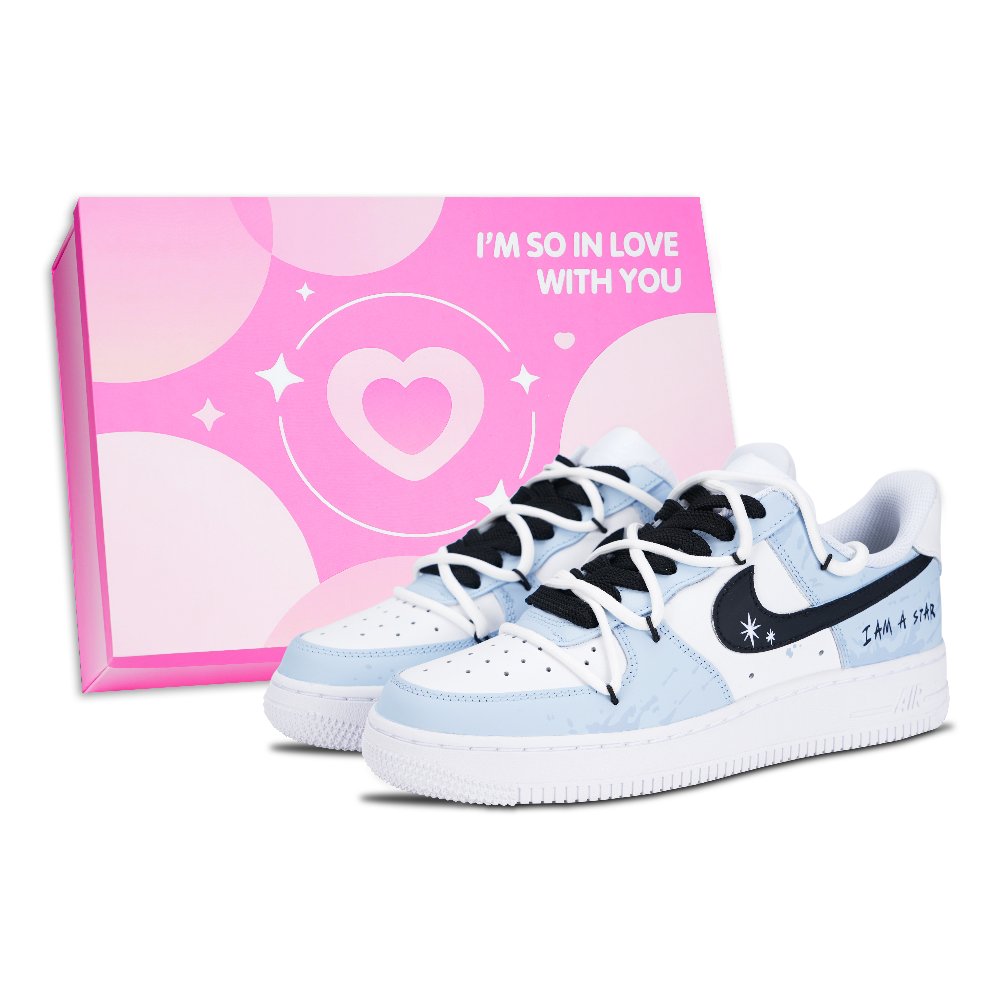 Nike Air Force 1 Blue Dream Abrasion Resistant Low Top Skateboard Shoes Women's Sky Blue