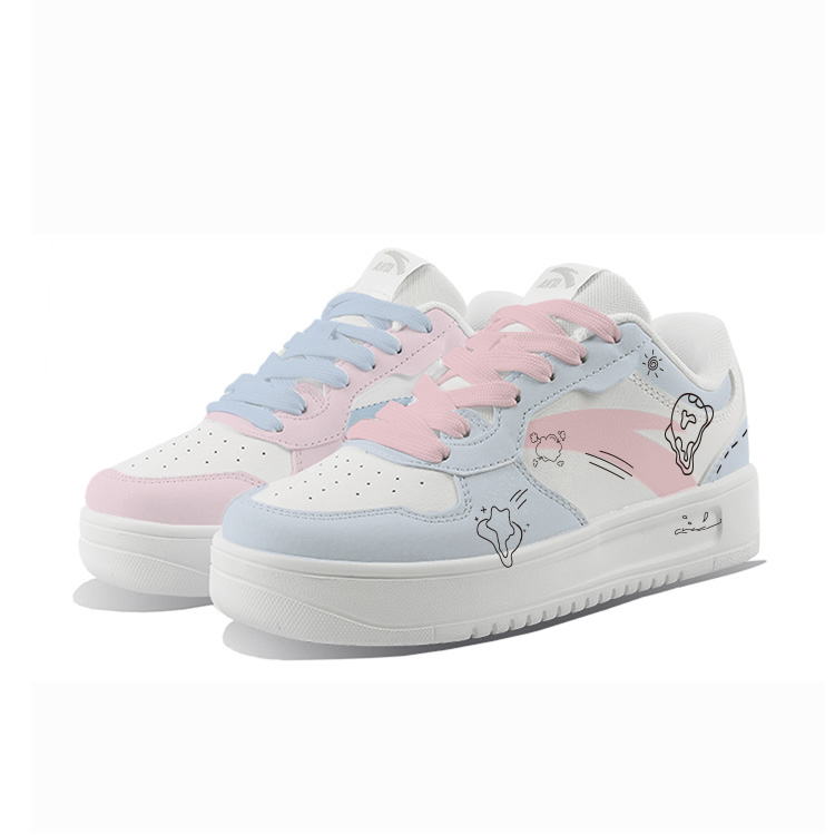 Anta Abrasion Resistant Balance Lightweight Low Top Skateboard Shoes Unisex Blue Pink Mismatched