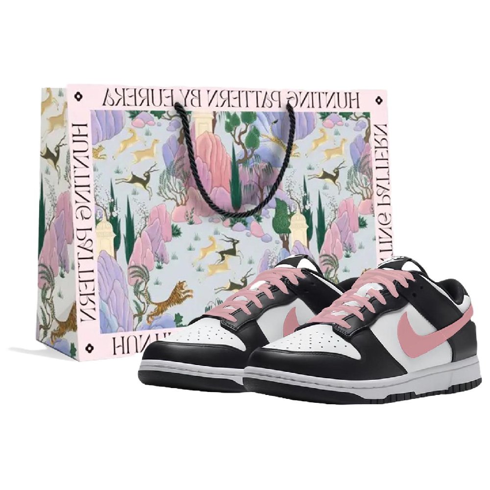 Nike Dunk Pink Cool Girl Anti Slip Wear Resistant Low Top Skateboard Shoes Women's Black Pink
