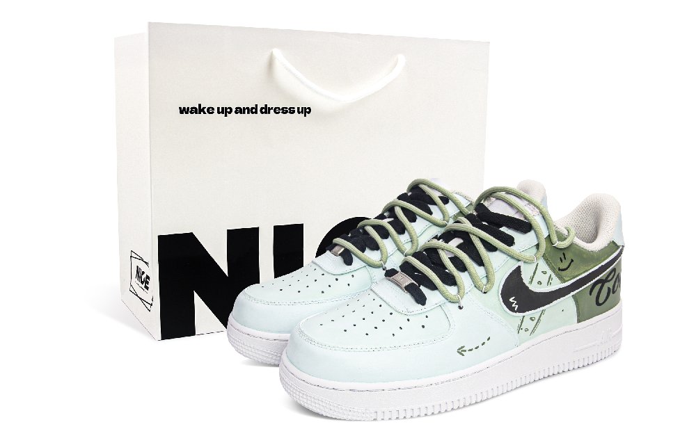 Nike Air Force 1 Abrasion Resistant Low Top Skateboard Shoes Unisex Green
