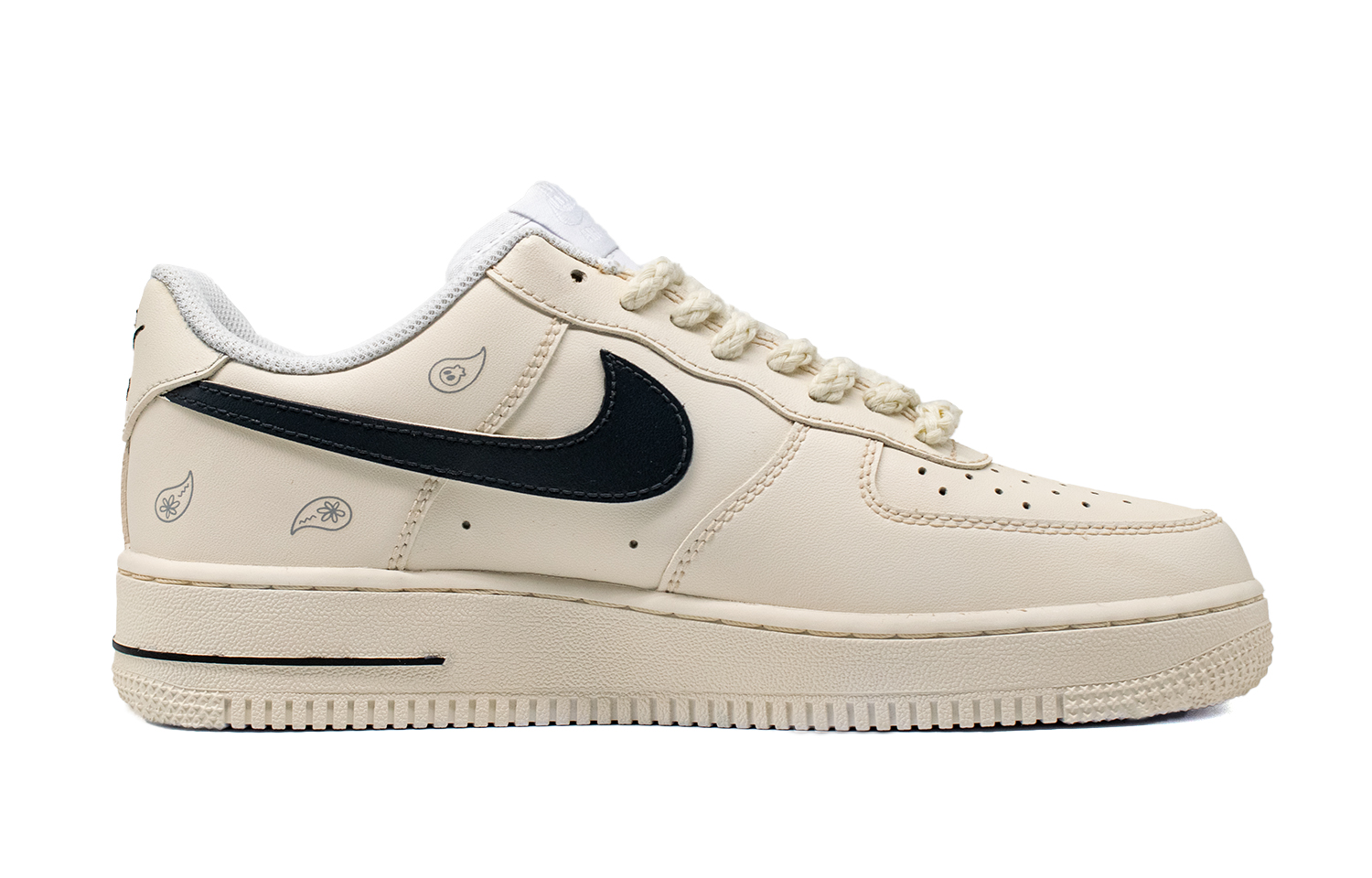 Nike Air Force 1 Paisley Abrasion Resistant Low top Skateboard Shoes Women's Ecru