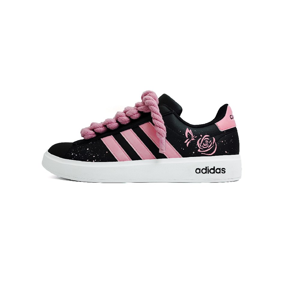 Adidas Neo GRAND COURT Wear resistant And Lightweight Low Top Skateboard Shoes Women's Black Pink