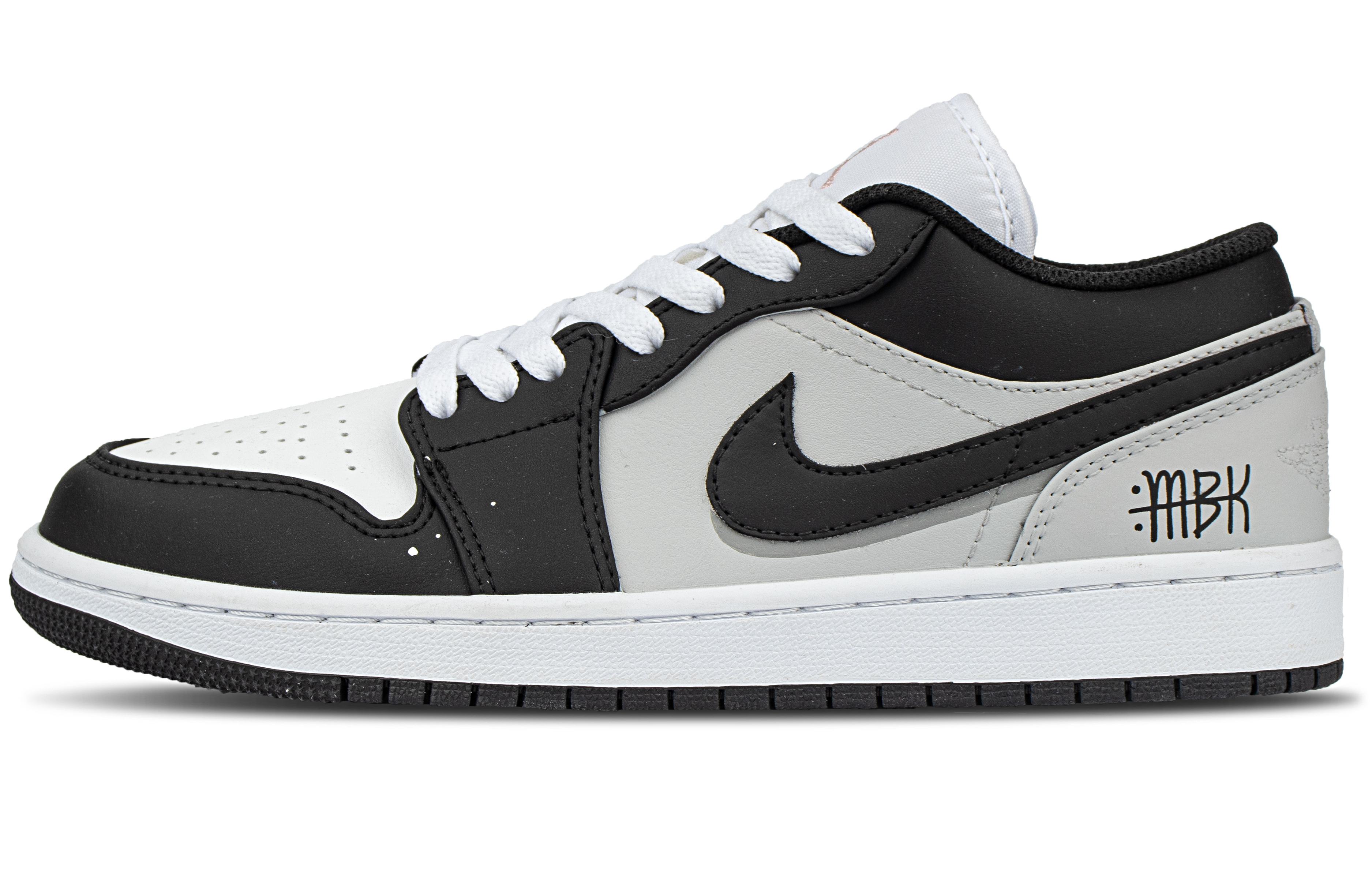 Jordan Air Jordan 1 Cushioning, Wear Resistant Low top Vintage Basketball Shoes Unisex Gray White Black