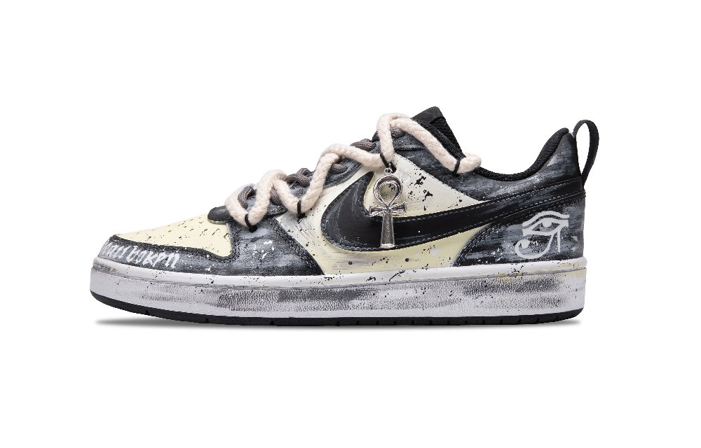 Nike Court Borough Low Gothic Faith Non-slip Lightweight Low-Top Skateboard Shoes GS Yellow Black