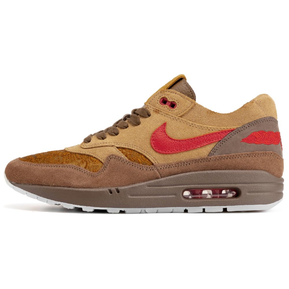 CLOT x Nike Air Max 1 Low-Top Casual Running Shoes Unisex Brown Yellow