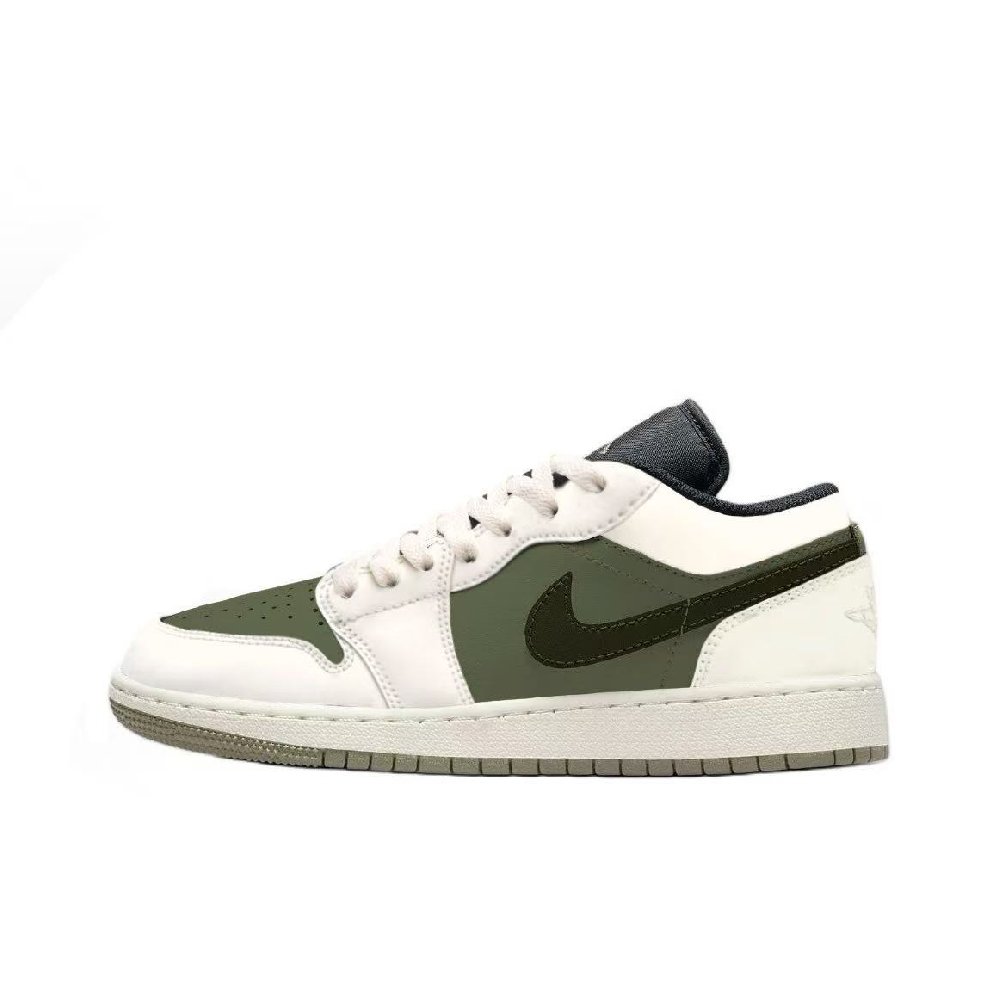 Jordan Air Jordan 1 Mini Hook Abrasion Resistant Low Top Vintage Basketball Shoes Unisex Beige Green
