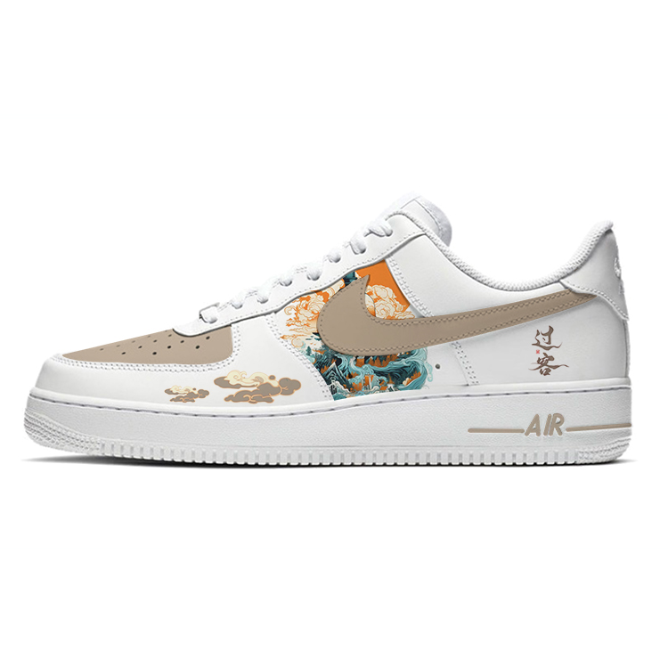 Nike Air Force 1 Anti-Slip Wear-Resistant Low-Top Skateboard Shoes Women's Brown White
