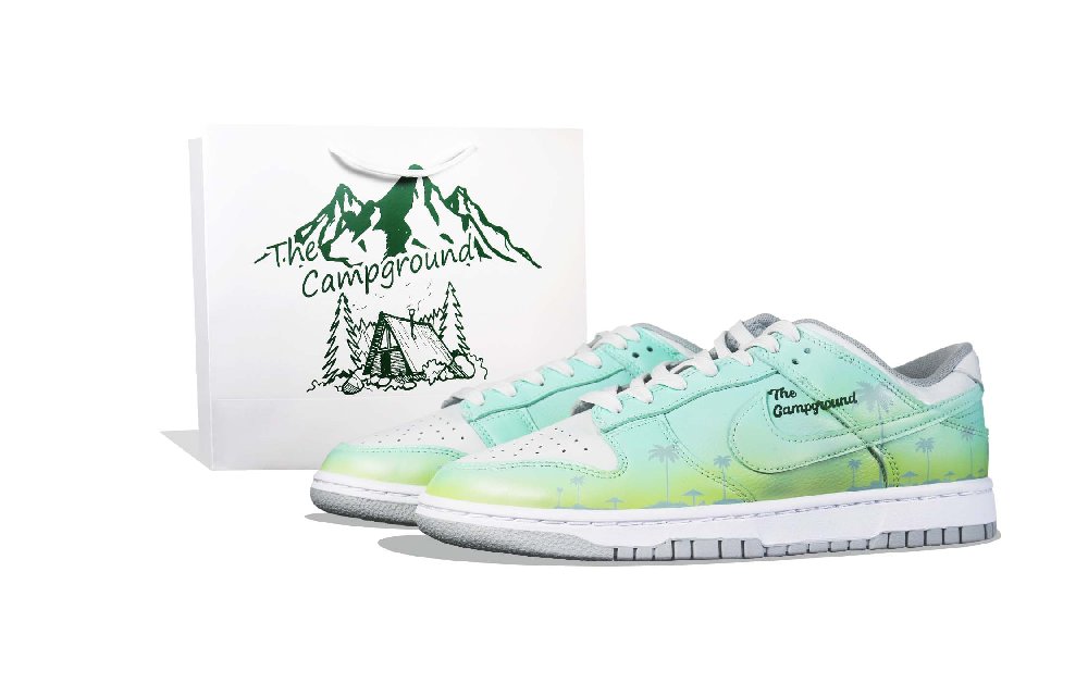 Nike Dunk Retro Low-Top Skateboard Shoes Men's Yellow Green Gradient