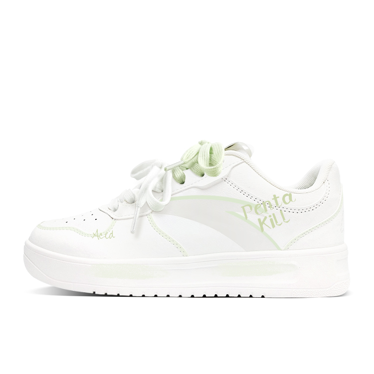 Anta Relaxed Anti Slip Wear Resistant Low Top Skateboard Shoes Unisex White Green