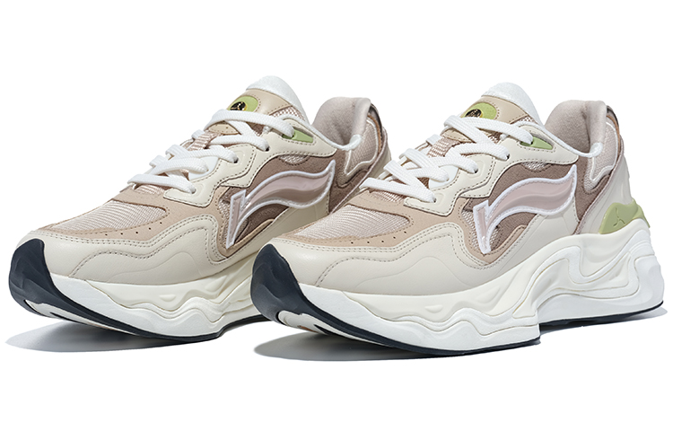 LI NING 1990 Lava Slip Resistant Abrasion Resistant Low top Sports Casual Shoes Women's White Umber