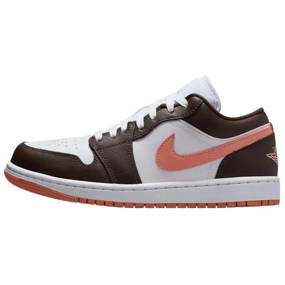Jordan Slip Resistant Abrasion Resistant Low top Vintage Basketball Shoes Unisex White Brown