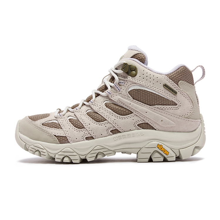 MERRELL MOAB 3 Slip Resistant, Abrasion Resistant, Waterproof Mid Top Hiking Shoes Women's Beige Brown
