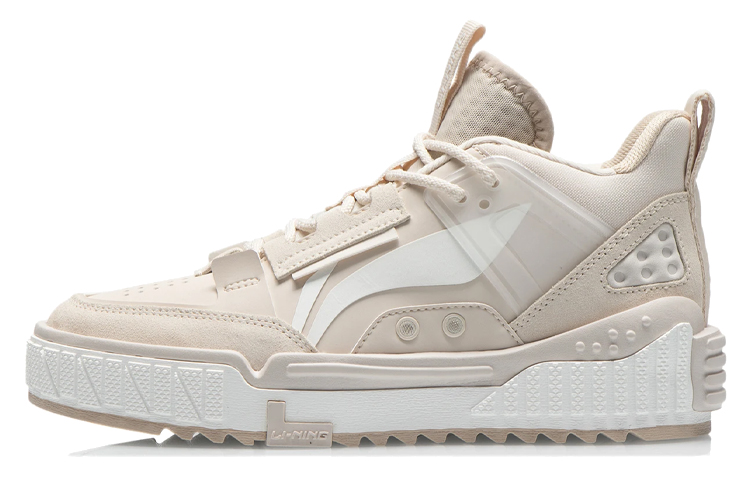 LiNing NO.258 New Journey Anti-Slip Wear-Resistant Mid-Top Skateboard Shoes Women's Light Gray Pink