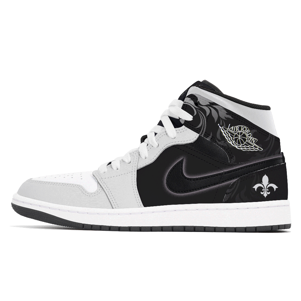 Jordan Air Jordan 1 Gripping Dust, Mysterious Ink Abrasion Resistant Mid Top Vintage Basketball Shoes Men's Black Gray