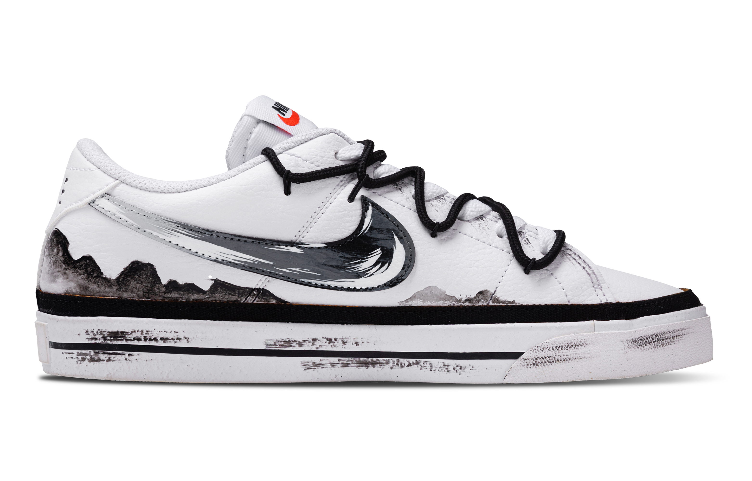 Nike Court Legacy Ink Dyed Plum Wear resistant And Lightweight Low top Skateboard Shoes Men's Black White