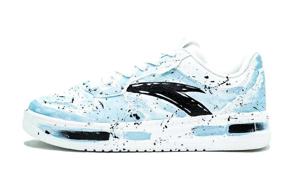 Anta Relaxed Slip Resistant Shock Absorbers Low Top Skateboard Shoes Men's White Blue