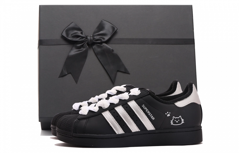 Adidas Originals Superstar 2 Coverage Abrasion Resistant Low top Skateboard Shoes Unisex Black Silver